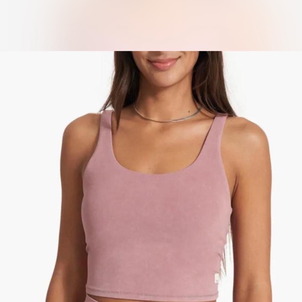 Women's Scoop Neck Crop Tank Top - Dusty Rose